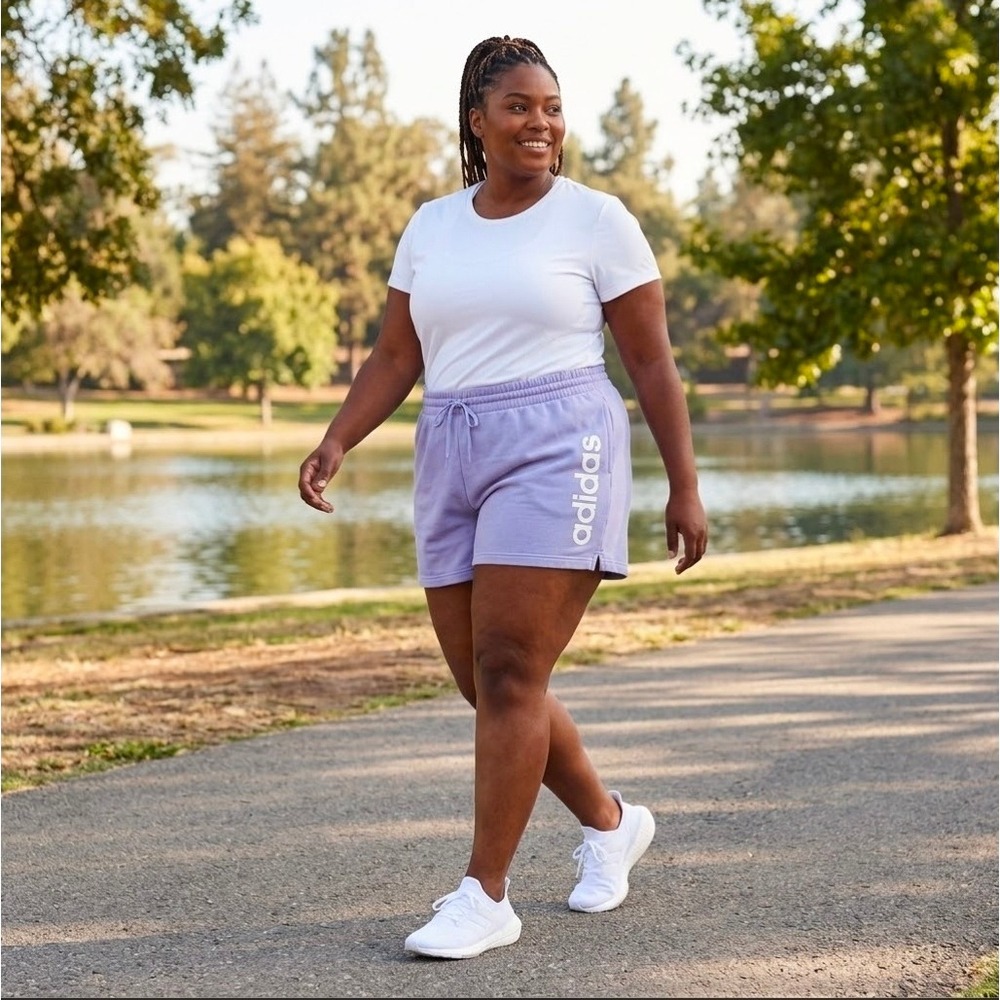 Adidas Essentials Logo Shorts Purple Lavender HE9365 Womens 3X Plus Size